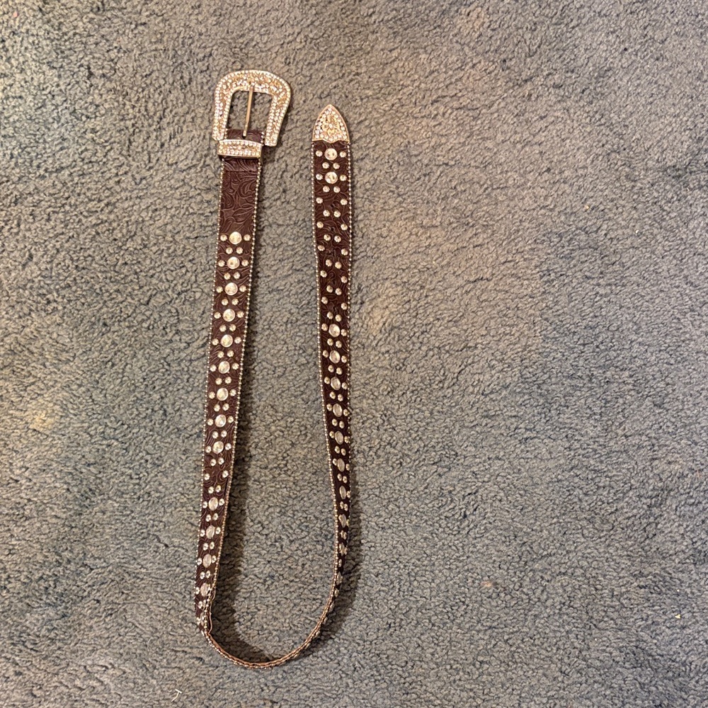 Brown Rhinestone Belt